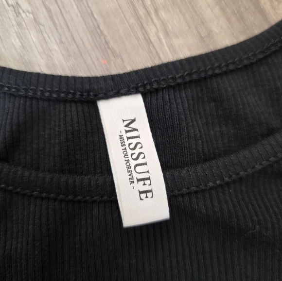 Amazon Missufe Flutter Sleeve Bodysuit Ribbed Black Skims Casual Shapewear - Picture 11 of 16